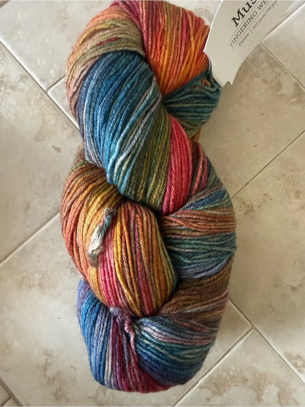 Muse Fingering Weight Yarn - Teal, Coral, Gold, Olive Multicolor - Elation